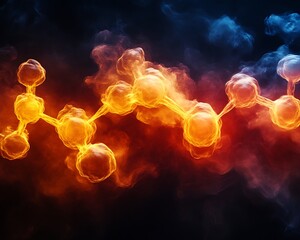 Wall Mural - An abstract digital rendering of a molecular chain structure in a vibrant display