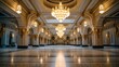 © irmawanarif - Ornate Hallway with Chandeliers and Marble Floor