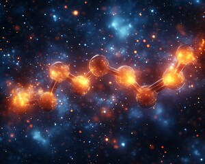 Wall Mural - Glowing molecular structure floating amidst a celestial cosmic expanse
