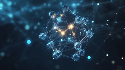 Wall Mural - An abstract representation of a connected molecular structure network