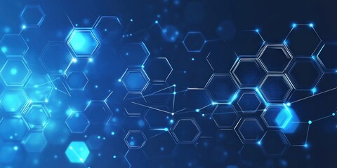 Technology hexagon abstract digital blue background featuring interconnected geometric shapes, symbolizing innovation and network science.