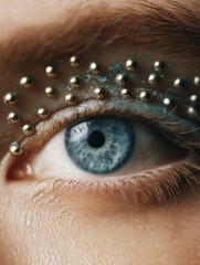 Poster - Post-Cyberpunk Beauty Metallic Industrial Eyewear Design - Avant-Garde Fashion Tech Meets Wearable Art in Futuristic Micro-Aesthetic Trends