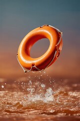 Poster - Dynamic Water Safety Cinematic High-Impact Rescue Lifering in Micro-Motion - Emerging Crisis Response Tech for Public Service Campaigns