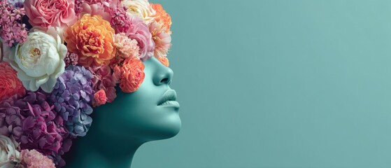 Aufkleber - Botanical Mind Metamorphosis Surreal Floral Mental Wellness Portrait - Emotional Healing and Cognitive Transformation in Pastel Neurodiversity Branding