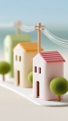 Aufkleber - Minimalist Smart Grid Visualization Pastel Urban Energy Ecosystem Modeling Innovative Utility Connectivity for Sustainable Smart City Infrastructure