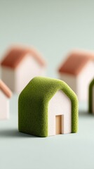 Aufkleber - Eco-Conscious Smart Living Miniature Green Architecture Visualizing Sustainable Neighborhood Energy Connectivity and Intelligent Urban Design Solutions
