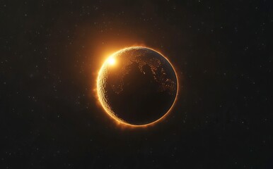 Wall Mural - abstract earth planet with a sun and starry sky background, a realistic earth in space. elements of 