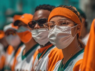 Poster - Gen Z Social Advocacy Powerful Protest Imagery - Masked Youth Activists Unite for Human Rights, Embodying Resilience in Global Crisis