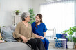 © Kawee - Asian beautiful caregiver examine senior woman patient at nursing home.