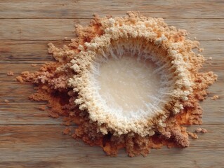 Poster - Organic Texture Exploration Fractal Coral-Like Biomimetic Structure on Rustic Wooden Surface - Sustainable Design Inspiration for Innovative Materials