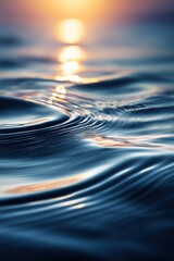 Poster - Close-up of Ocean Waves at Sunset, Golden Light Reflecting on Water Surface, Serene and Peaceful Atmosphere, Abstract Nature Photography