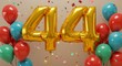 © AlfaSmart - Celebratory 44th birthday with golden number balloons and festive balloons decoration