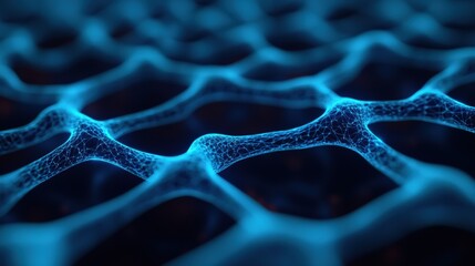 Aufkleber - Complex digital nodes interconnected with vibrant blue light effects, creating a futuristic visualization of an ai neural network