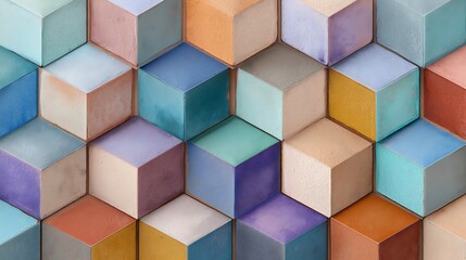 Leinwandbilder - Colorful tiles as panorama background, 3d illustration