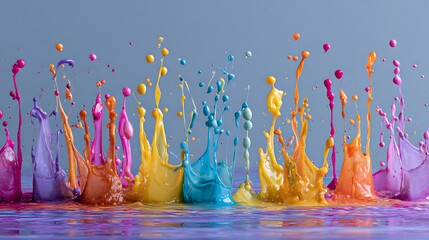 Poster - Colorful liquid drops of paint splash as abstract background