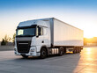 © NUGITIAR - Modern Logistics Truck Loading Goods at Sunrise – Realistic Urban Background with Minimalist Aesthetic