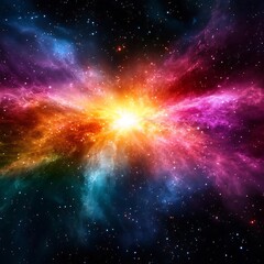 Wall Mural - celestial birth, cosmic explosion with vibrant hues and interstellar dust
