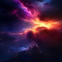 Wall Mural - vibrant cosmic cloudscape radiating vivid hues amidst a speckled starlit canvas