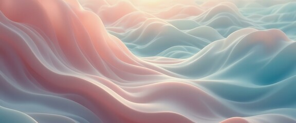 Poster - Abstract dreamy flowing waves of pink and blue colors create an elegant artistic background.