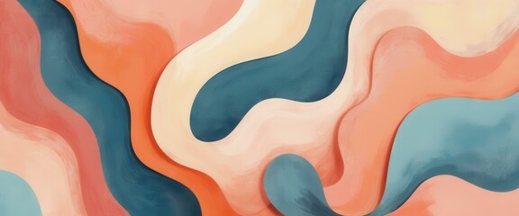 Poster - Abstract Swirls of Color: A Mesmerizing Digital Painting with Fluid Forms and Harmonious Tones