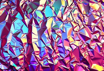 Wall Mural - Intricate rainbow holographic foil, shimmering abstract texture, style, texture