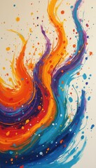 Poster - Vibrant Abstract Swirls of Color with Splatter Effects - Dynamic, Modern, and Energetic Visual Art
