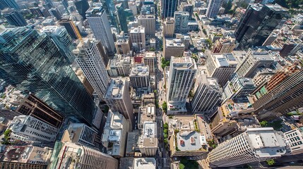 Poster - City business district, aerial view of skyscrapers and office towers
