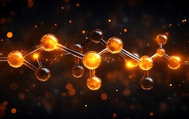 Wall Mural - A glowing molecular structure with radiating energy in dark surroundings