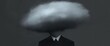 © isti - Head in clouds Person in suit, cloud covering head, grayscale, anonymous