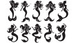 © Baby - Mermaid Silhouettes Vector Set – Elegant Mermaid Poses for Fantasy Designs, Ocean-Themed Artwork, Tattoos, Marine Illustrations, and Aquatic Concepts.