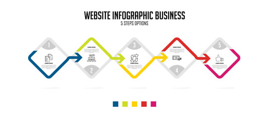 Wall Mural - infographic business 5 steps. modern infographic for template website, banner and presentation templ