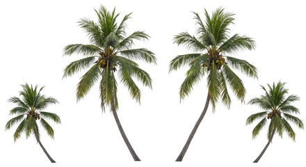 Coconut Palm Trees on White Background