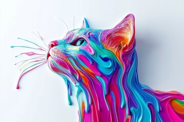  colorful liquid cat by generative ai