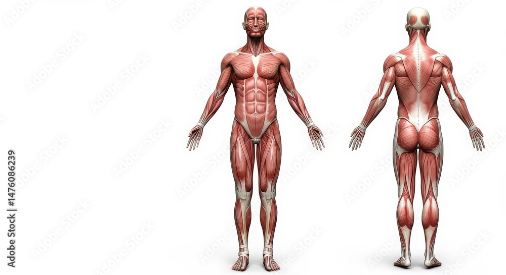 Musle Front Human muscle anatomy front and back Stock Illustration | Adobe Stock