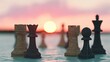 © BOJOShop - Chess Pieces Sunset Strategy Game Water Competition Concept
