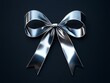 © Tayyab gul - Thin-line Christmas ribbon icon in metallic silver with flowing curves