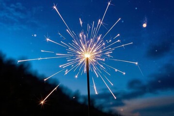 Wall Mural - there is a sparkler that is lit up in the dark