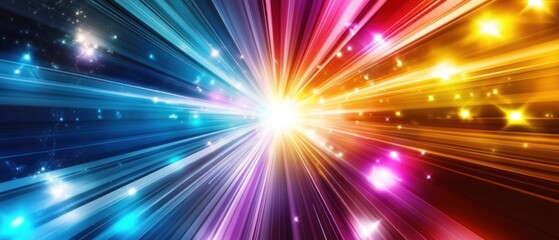 Canvas Print - abstract light burst radiating colorful energy rays from center point perspective for backgrounds an