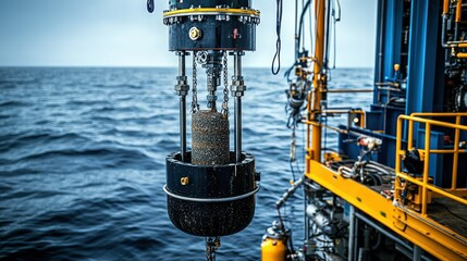 Poster - Underwater exploration equipment offshore oil rig industrial technology marine environment close-up view innovation