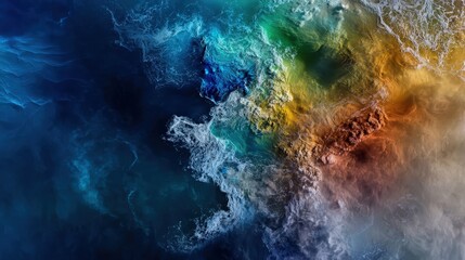 Poster - Dynamic abstract ocean waves digital art colorful swirls fluid environment aerial view modern concept