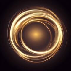 Canvas Print - golden light trails swirling in a circular motion abstract design element with a dark background ele