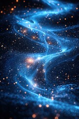Wall Mural - Abstract blue light swirls forming a cosmic glowing wave in space