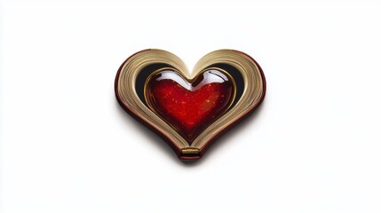 Aufkleber - Book pages forming a heart shape, revealing a red heart inside.