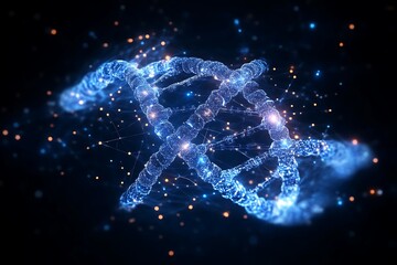Wall Mural - A Detailed Representation of a Double Helix DNA Structure in Blue