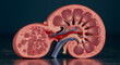 © mfahryf - Human kidney anatomy model detailed view showing nephrons intricate design revealing body's amazing system