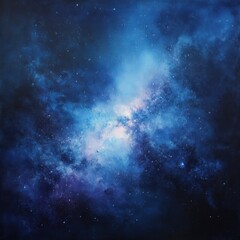 Wall Mural - abstract space painting of a galaxy with stars and nebula in blue and purple tones; artistic impress