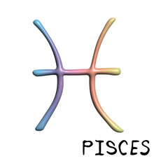 Fototapete - 3d pisces zodiac sign Esoteric symbol Astrology clipart Element for design