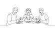 © liliek - People Eating Together and Smiling Line Art Illustration