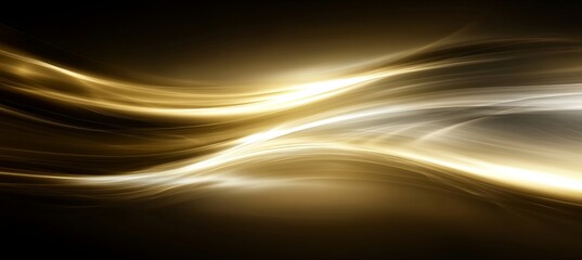 Canvas Print - abstract background with waved lines of gentle golden flowing smooth monochrome gradient colors