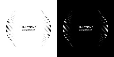 Wall Mural - halftone circle frame abstract dots logo emblem design element for medical, treatment, cosmetic. rou